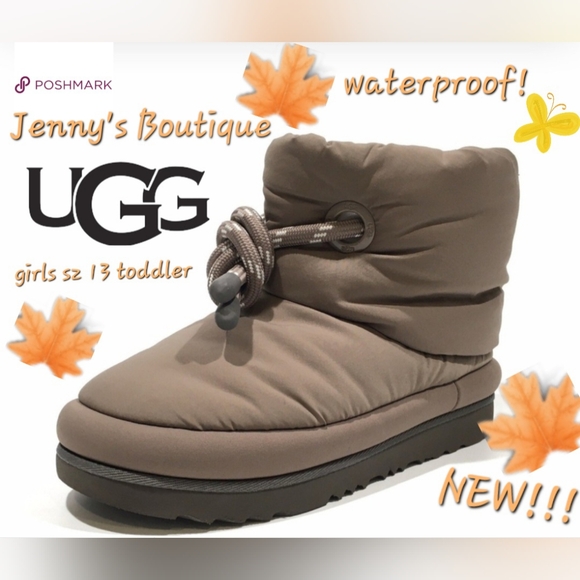 New/ No Box UGG Kids Tan Waterproof Boots Girls 13 Toddler - Picture 1 of 5